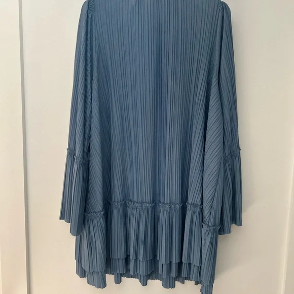 Free People Slate Blue Pleated Mini Dress - Picture 11 of 15